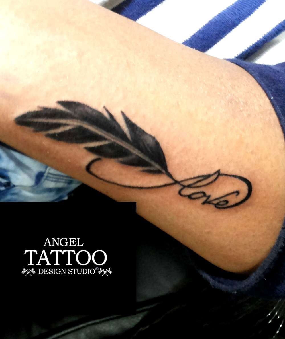 Eterno Tattooz - Infinity feather tattoo with initials.... | Facebook
