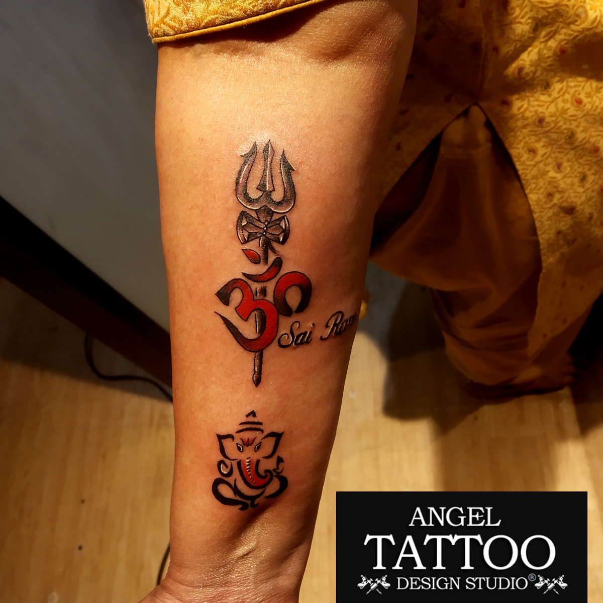 Tattoo designs of Lord Shiva's trishul, intricate ma...