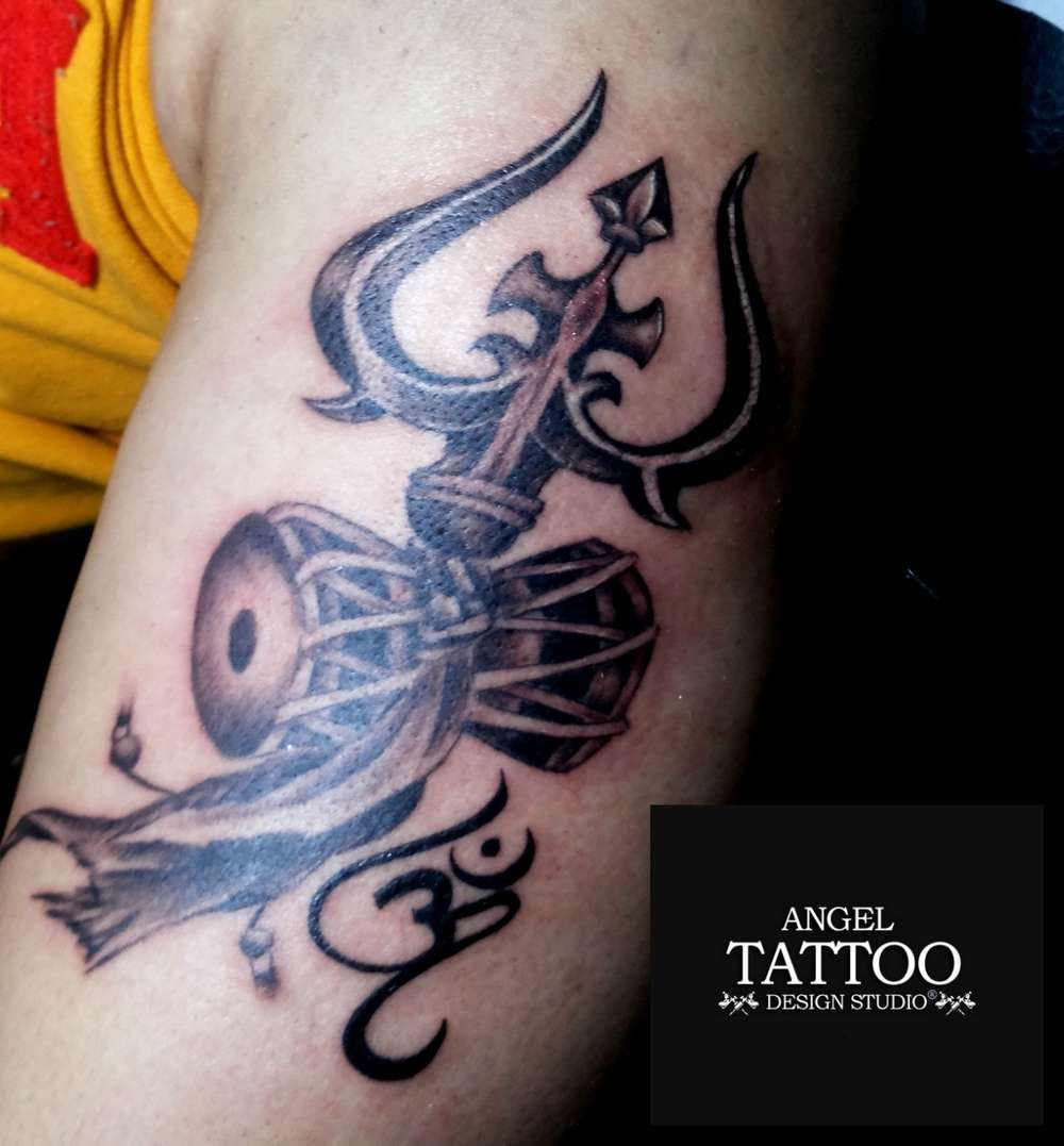 Trident graphic black tattoo art design, trishul india weapon • wall  stickers unique, trendy, culture | myloview.com